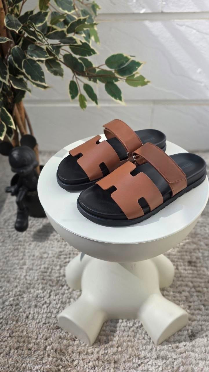 Hermès Chypre sandals brown leather