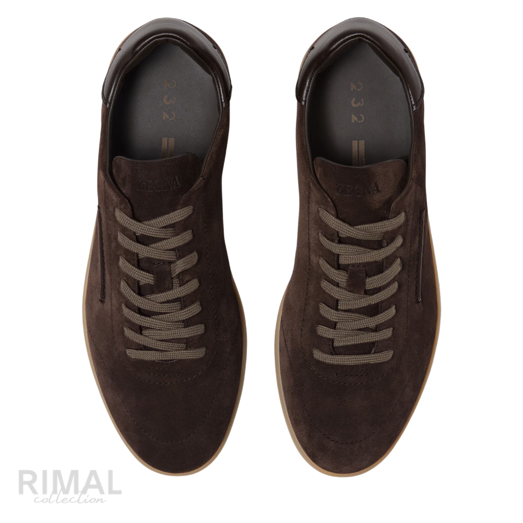 Zegna 232 Suede Sneaker – Dark Brown Suede – View 3