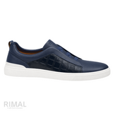 Zegna Sneakers | Crocodile Pattern Navy Blue