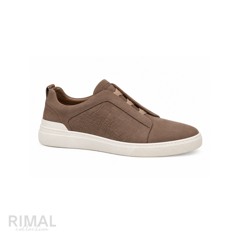 Zegna Triple Stitch Sneakers – Taupe Brown - View 3