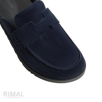HERMÈS Go Mules - Bleu Océan Navy Suede Luxury Slip-On Slippers