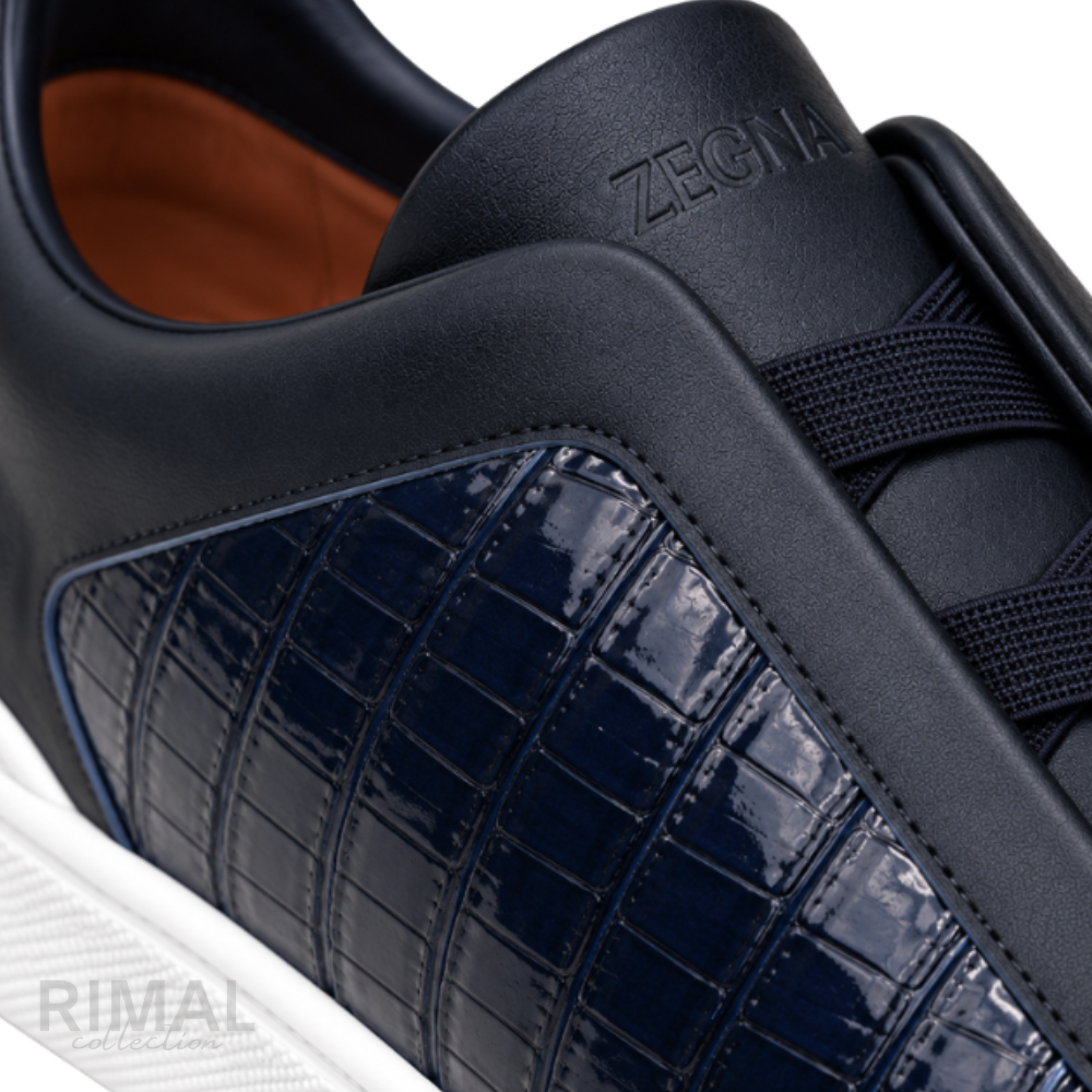 Zegna Triple Stitch Sneakers – Dark Blue - View 4