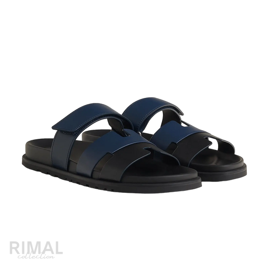 Hermès Chypre Sandals – Noir/Bleu Celeste - View 1