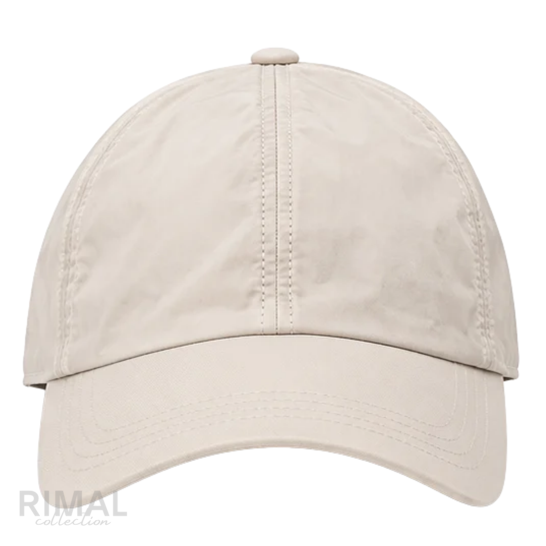 Zegna | Technical Fabric Baseball Cap – Beige Cream Water-Repellent Luxury Hat with Metal Logo Plaque - View 1