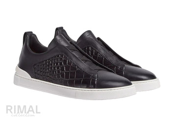 Zegna Triple Stitch Black & White Sneaker | Men