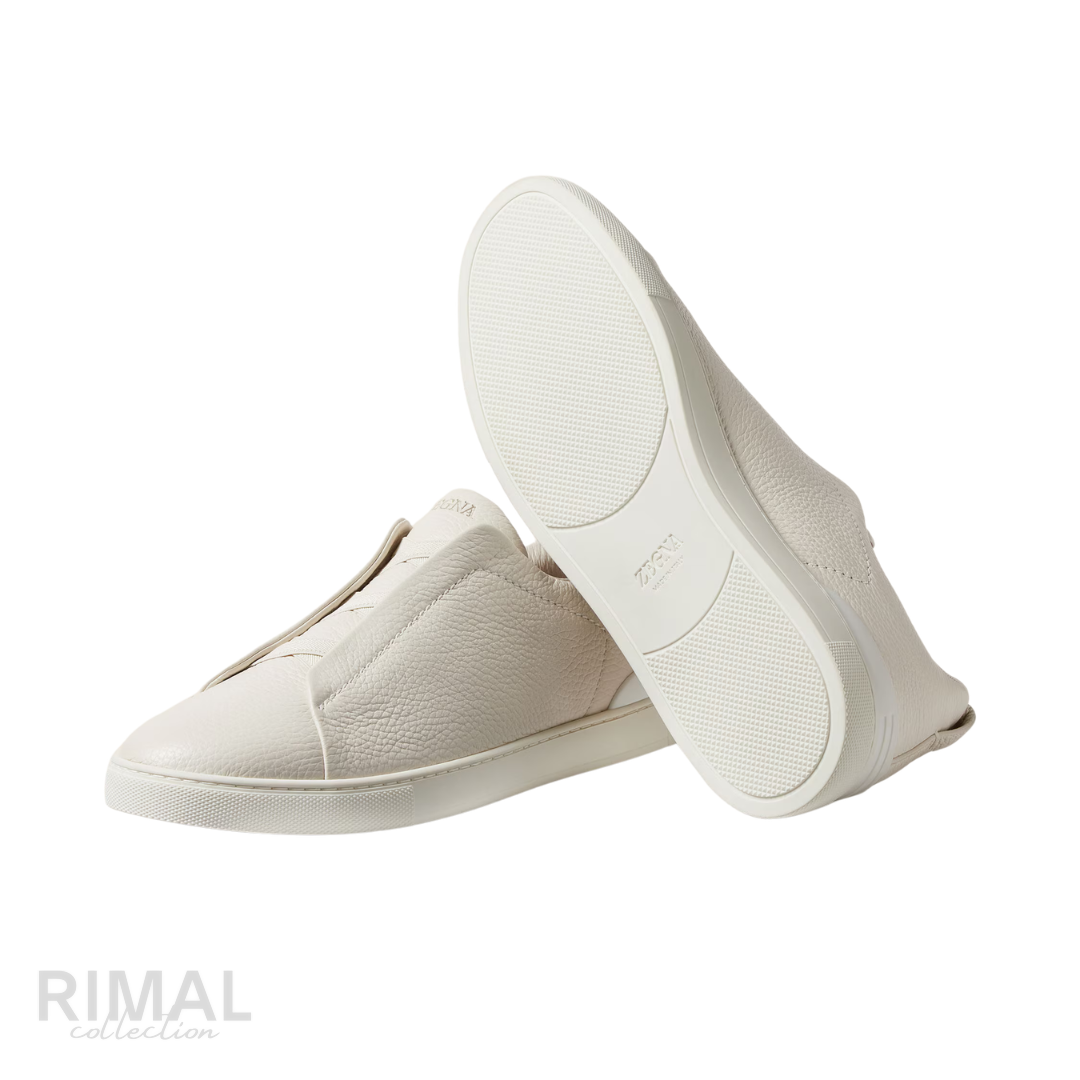 Zegna Deerskin Triple Stitch White Sneakers - View 4