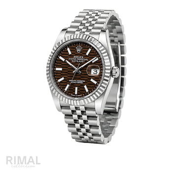 Rolex Datejust Brown Waffle Dial Silver Watch - image 2