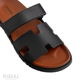 Hermès Chypre Sandals – Noir / Naturel - View 2