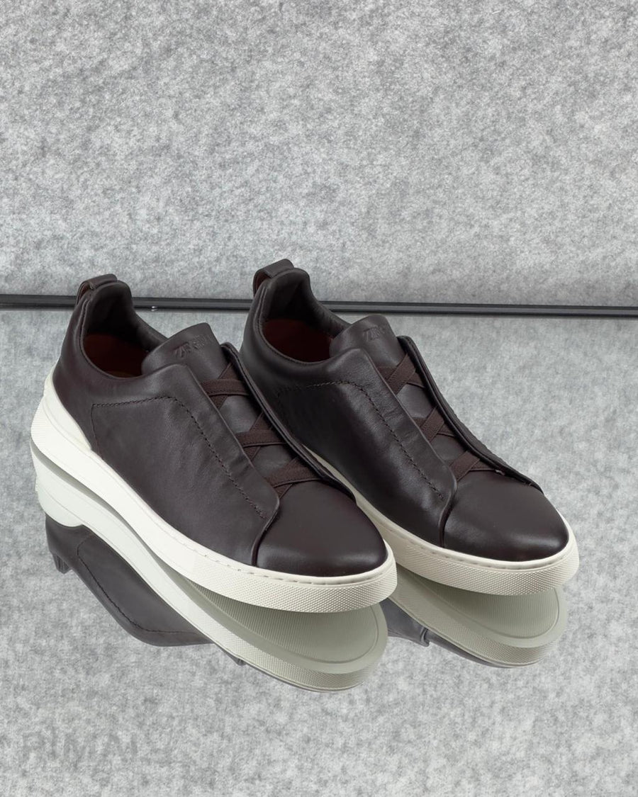 Zegna Footwear | Triple Stitch Mocha Brown
