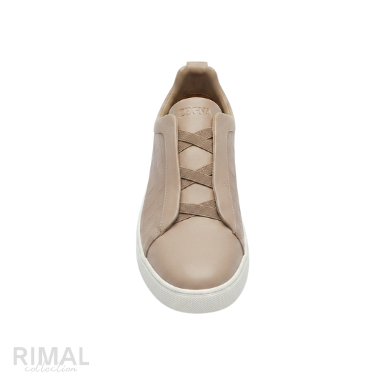 Zegna Triple Stitch Slip-On Sneakers – Beige - View 4