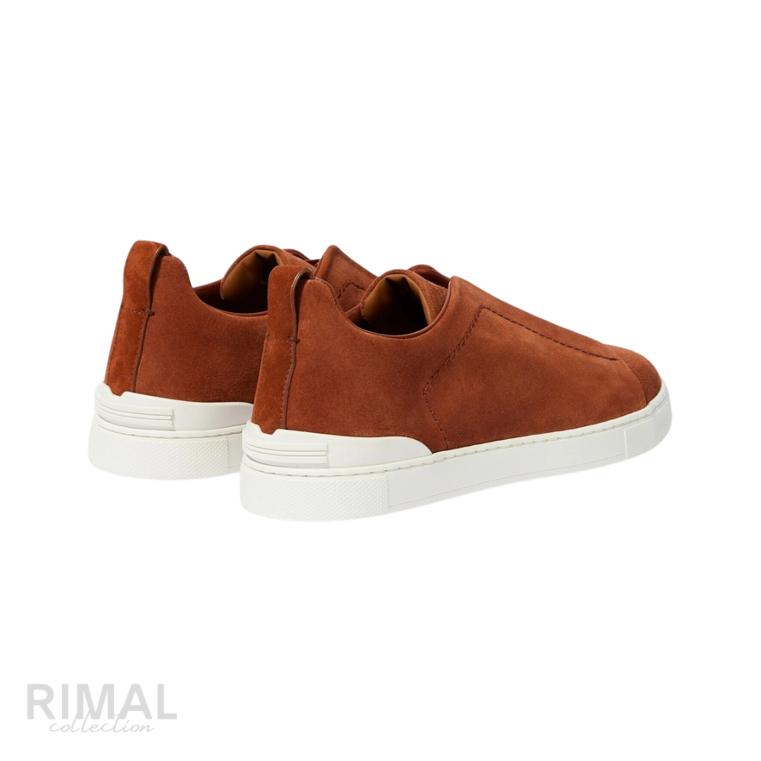 Zegna Triple Stitch Sneakers – Rust Brown - View 3