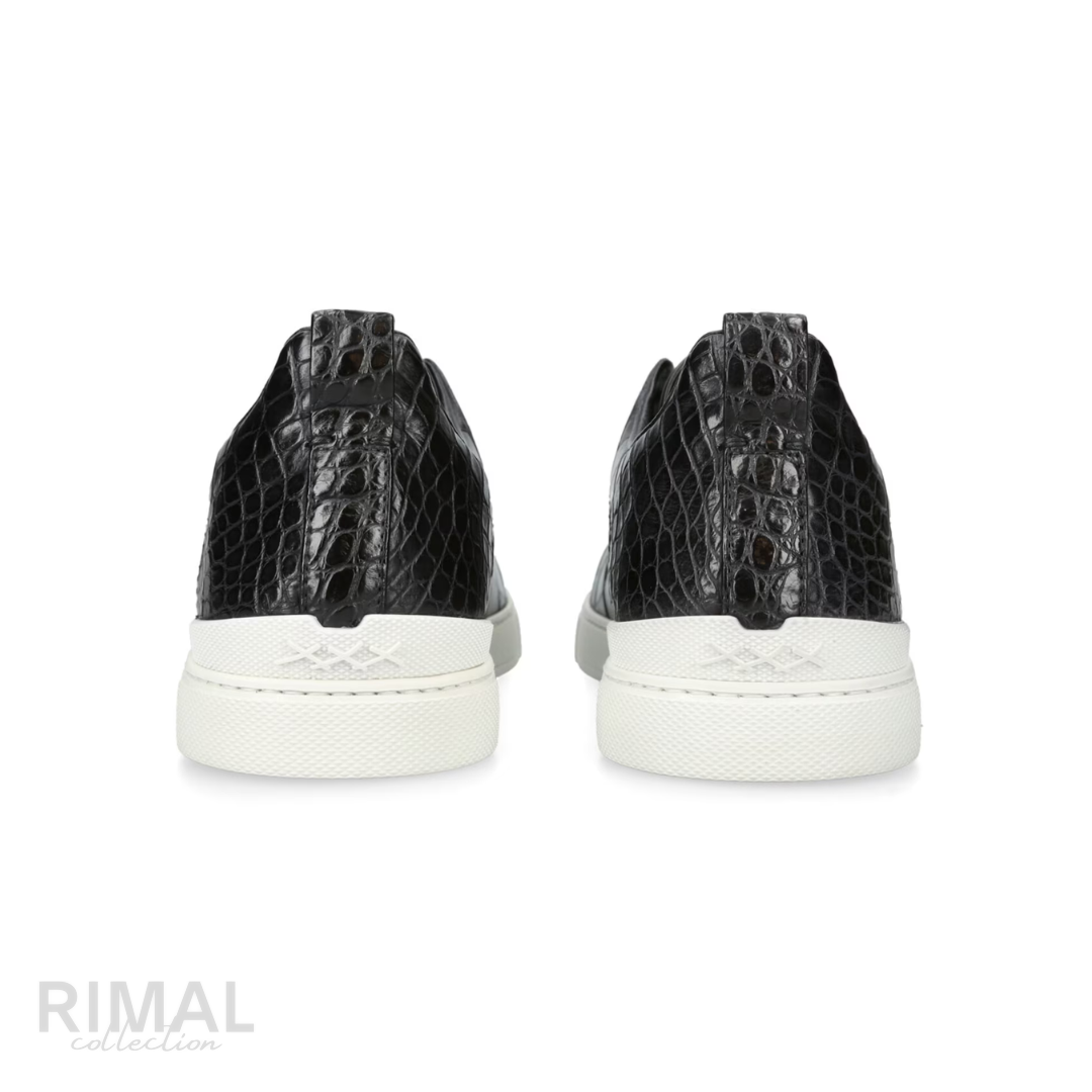 Zegna | Black Crocodile Leather Triple Stitch - View 2