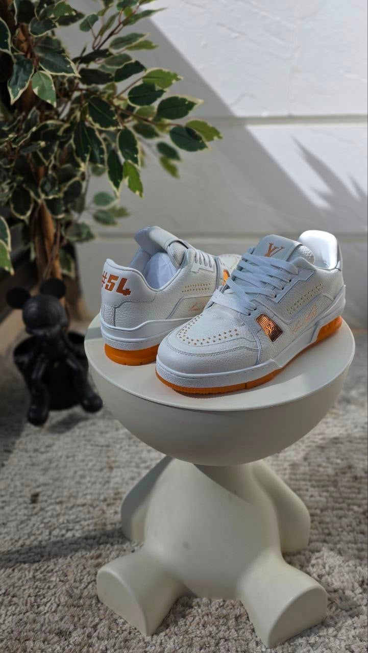 Louis Vuitton LV Trainer Sneaker – White & Orange - View 5