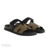 Hermès Chypre Sandals – Vert Toundra / Noir