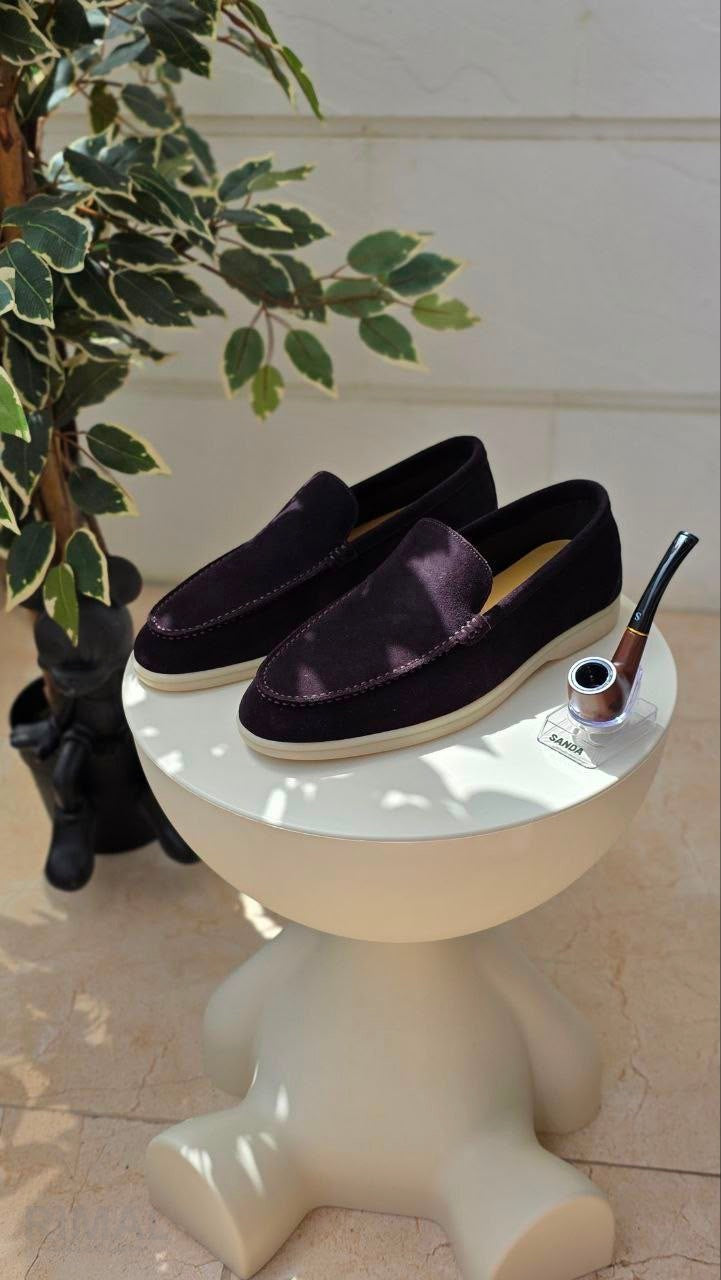 Loro Piana Summer Walk Suede Loafers – Dark Aubergine - View 4