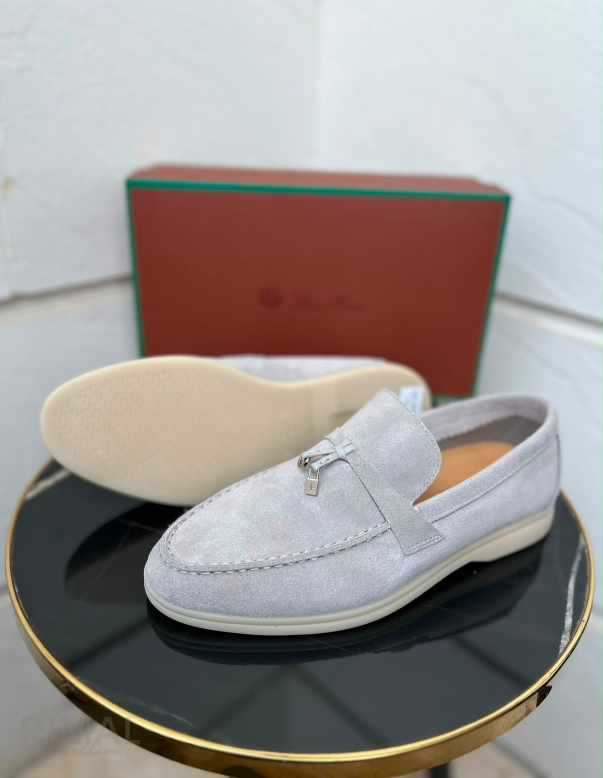 Loro Piana Summer Charms Walk Suede Loafers – Silver Grey - View 4