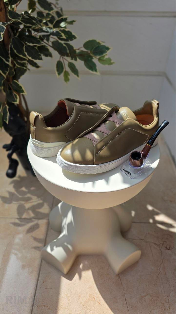 Zegna | Beige Triple Stitch Secondskin Sneakers - View 5