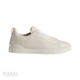 Zegna Deerskin Triple Stitch White Sneakers