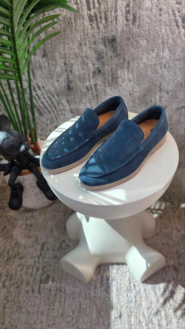 Loro Piana Summer Walk Suede Loafers – Deep Teal Blue - View 4