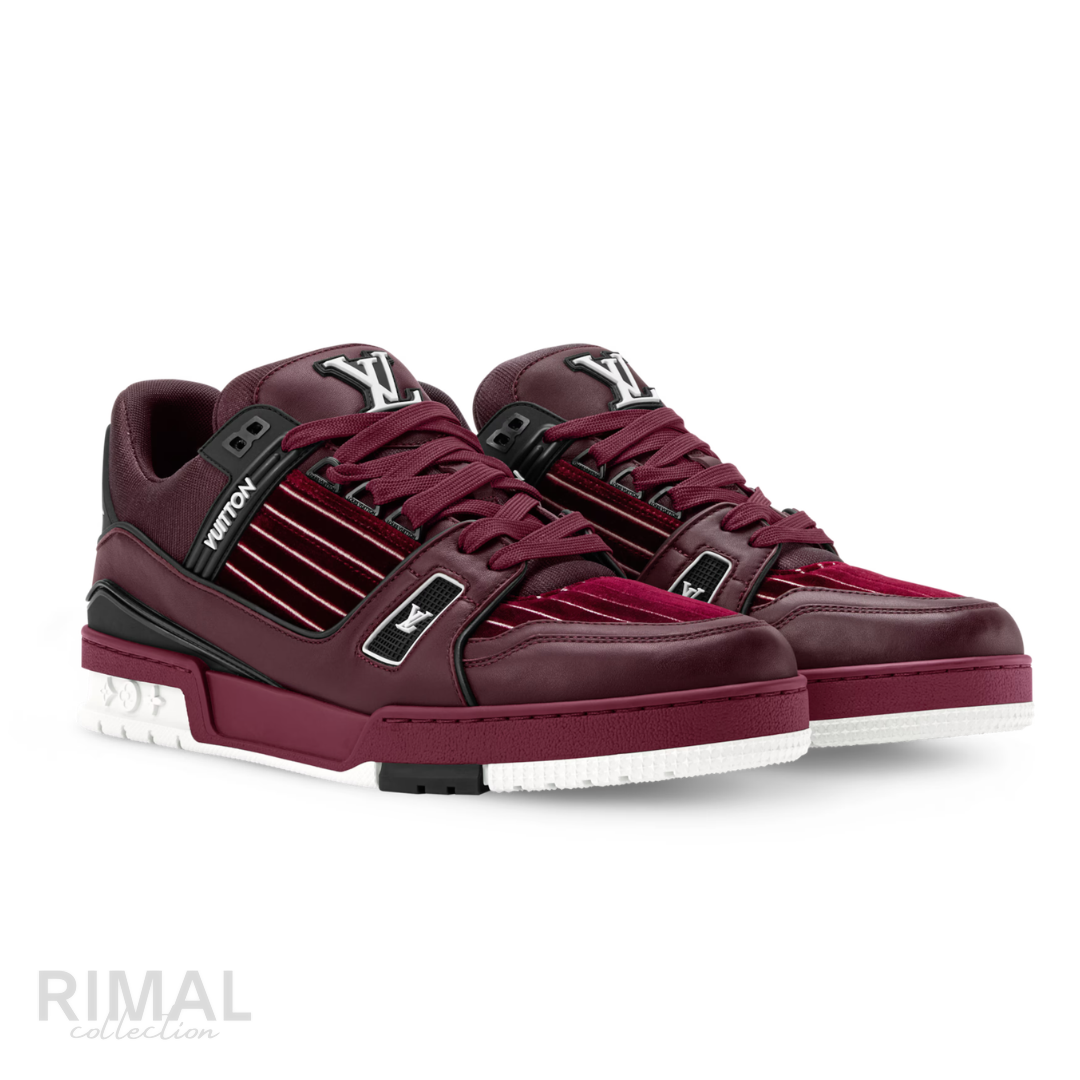 Louis Vuitton LV Trainer Striped Velvet Sneakers – Bordeaux - View 4