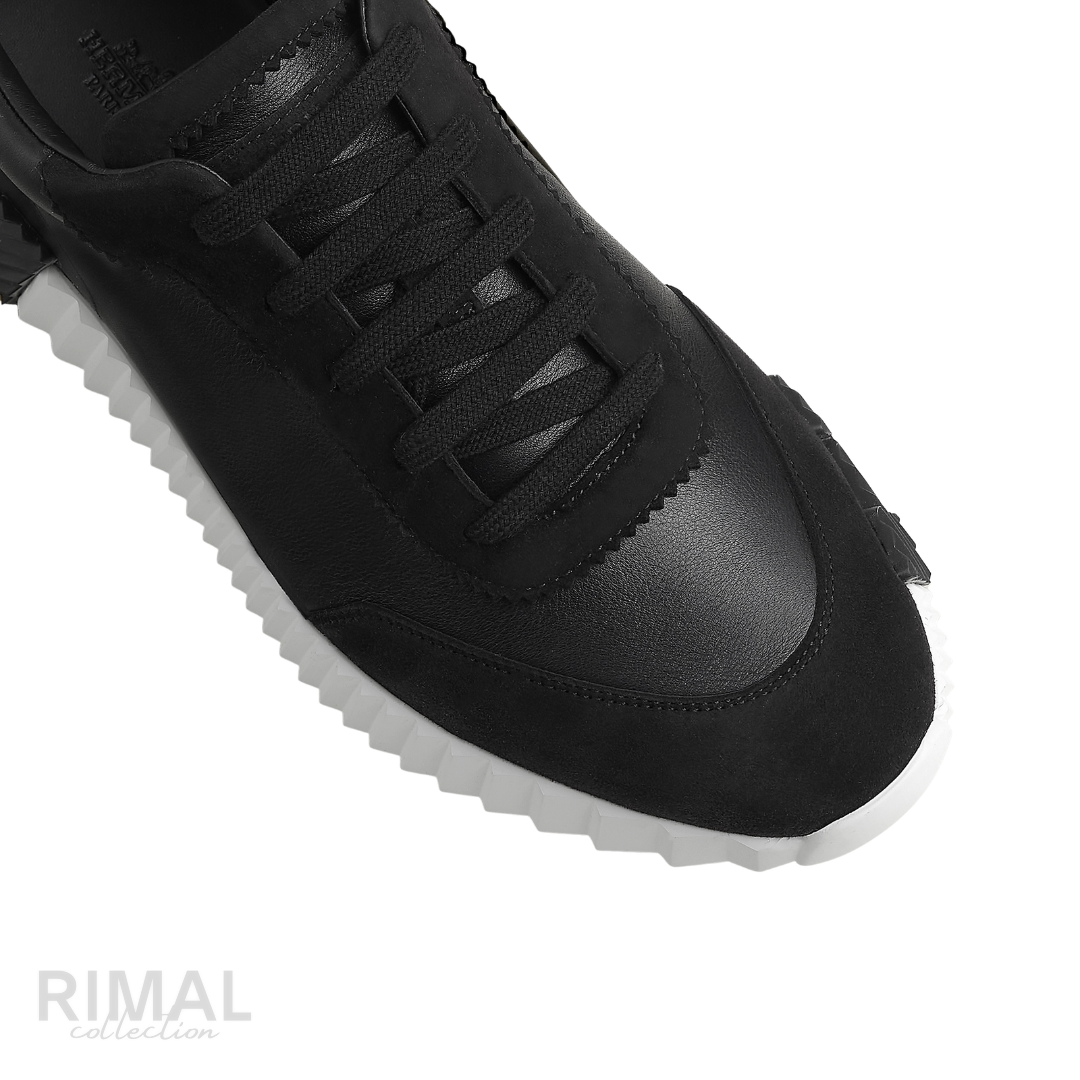 HERMÈS Bouncing Sneaker Noir Black Leather Suede White Sole
