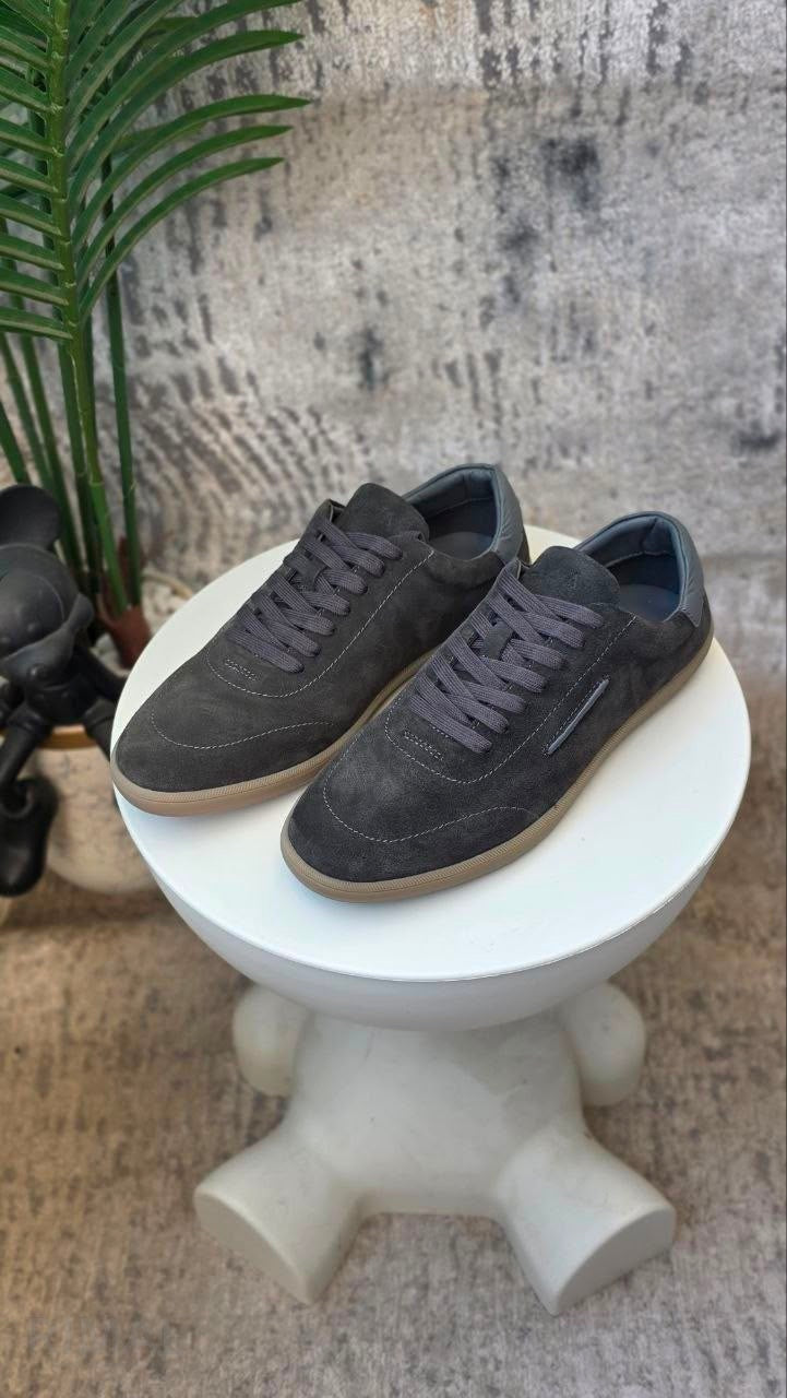 Zegna 232 Suede Sneakers – Dark Taupe - View 5