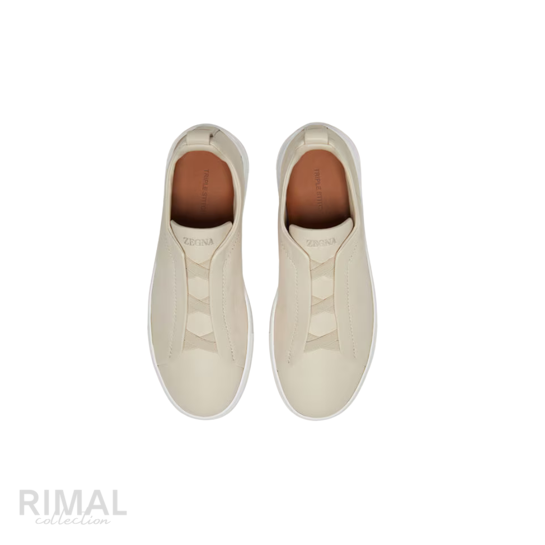 Zegna Triple Stitch SECONDSKIN Sneakers – Light Beige - View 4
