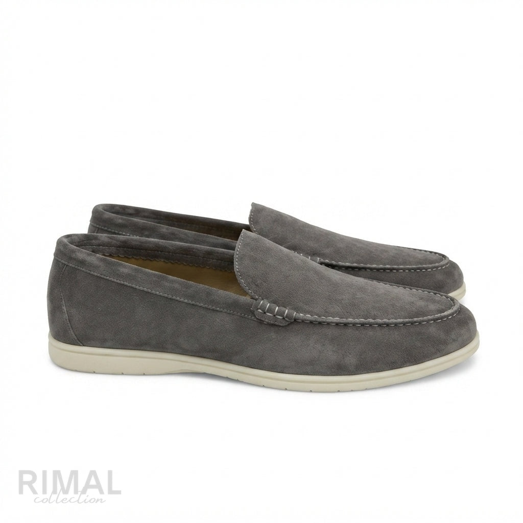 Loro Piana Summer Walk Suede Loafers – Soft Grey - View 2
