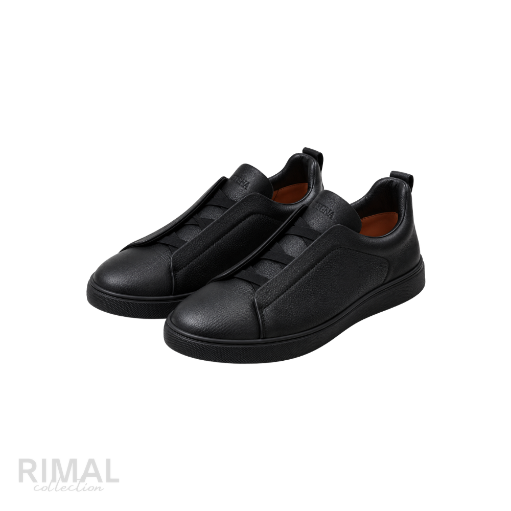 Zegna Triple Stitch Sneakers – Full Black - View 1