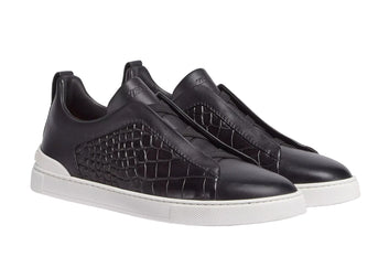Zegna Triple Stitch Black & White Sneaker | Men