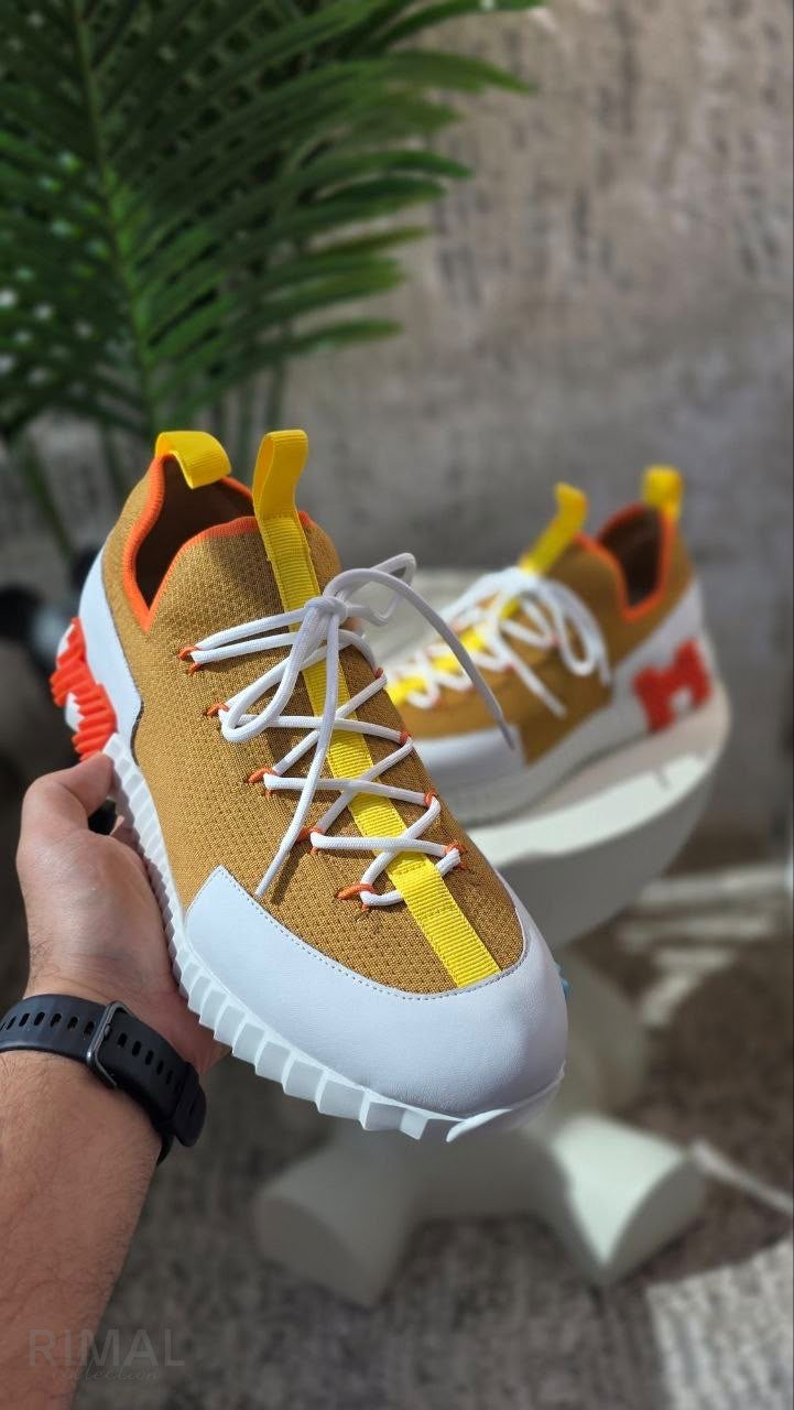 Hermès | Lift On Sneakers Multicolore Beige Lin - View 5