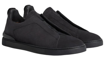 Zegna Triple Stitch Grey & Pewter Sneaker | Men