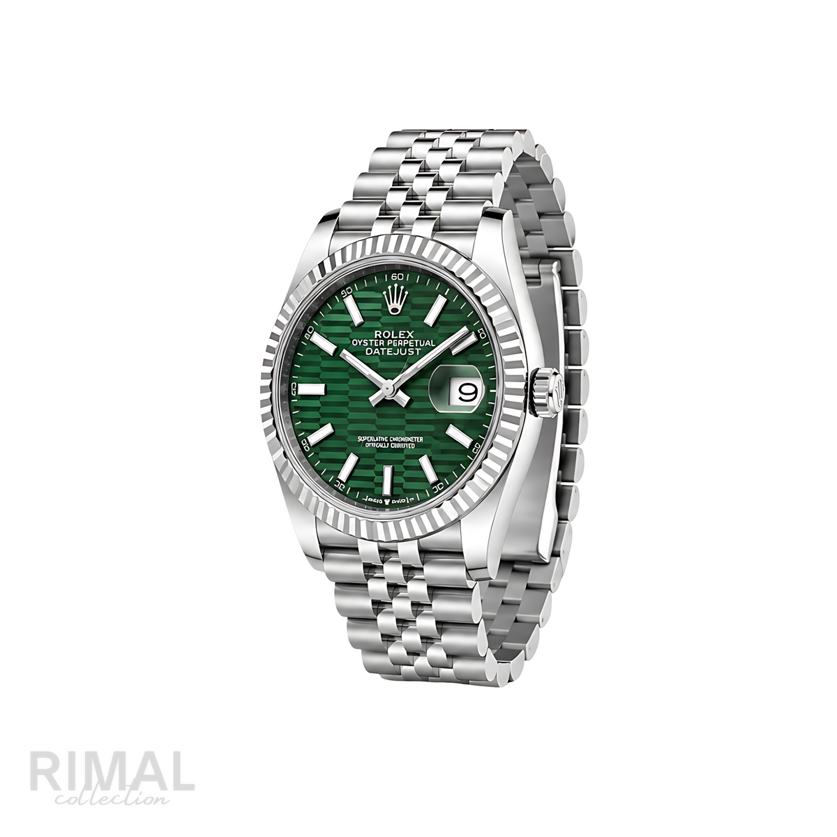 Rolex Datejust Mint Green Waffle Dial Silver Watch - image 2
