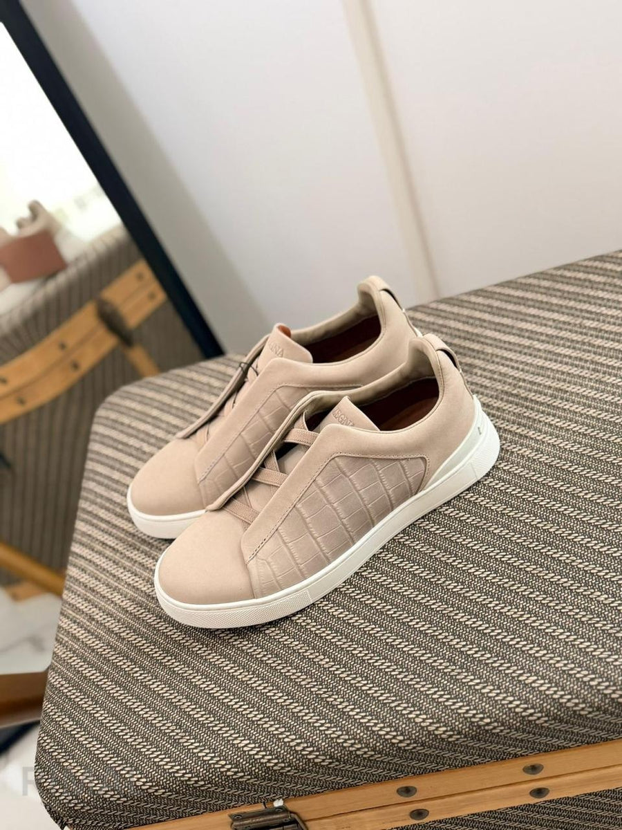Zegna Footwear | Triple Stitch Crocodile Beige
