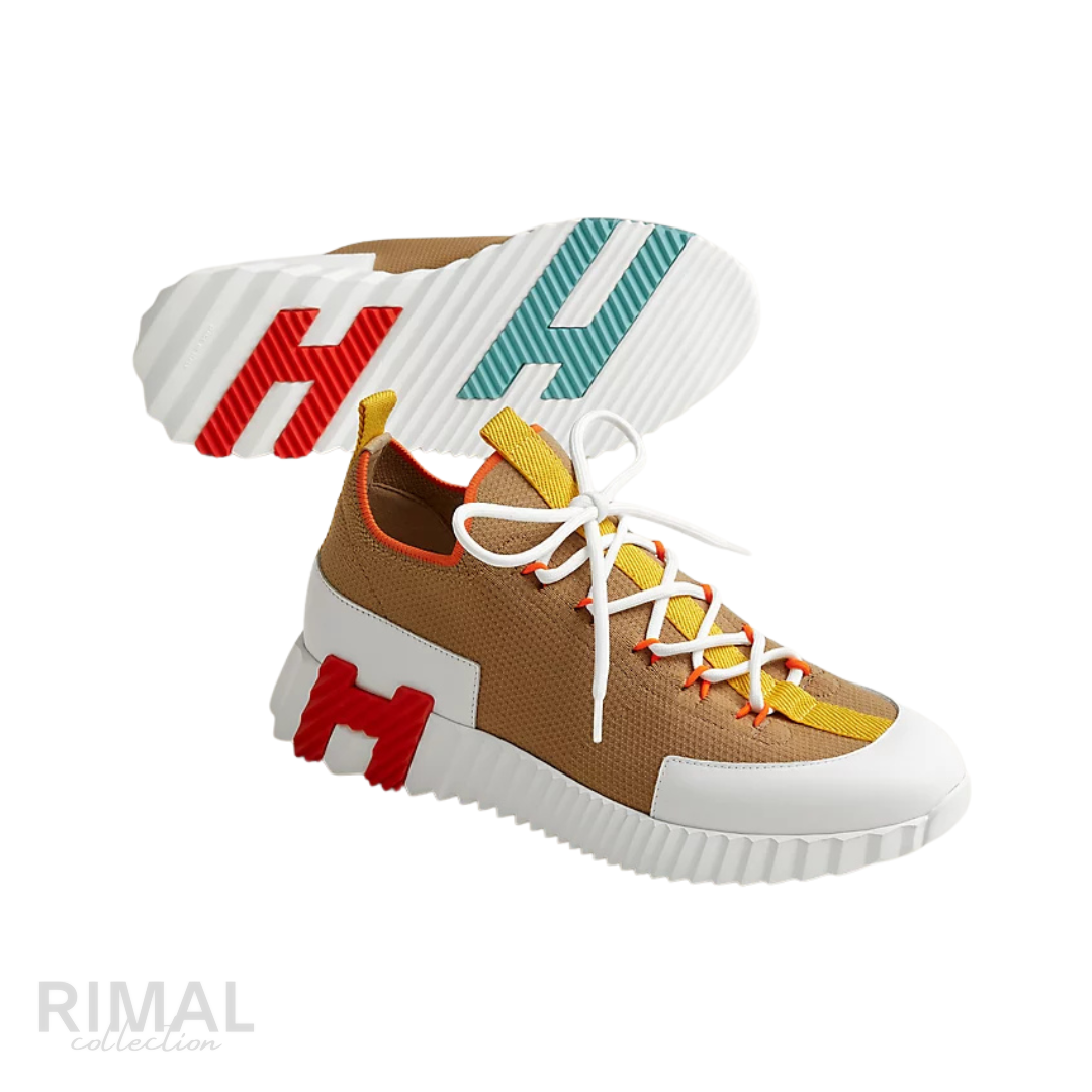 Hermès | Lift On Sneakers Multicolore Beige Lin - View 3