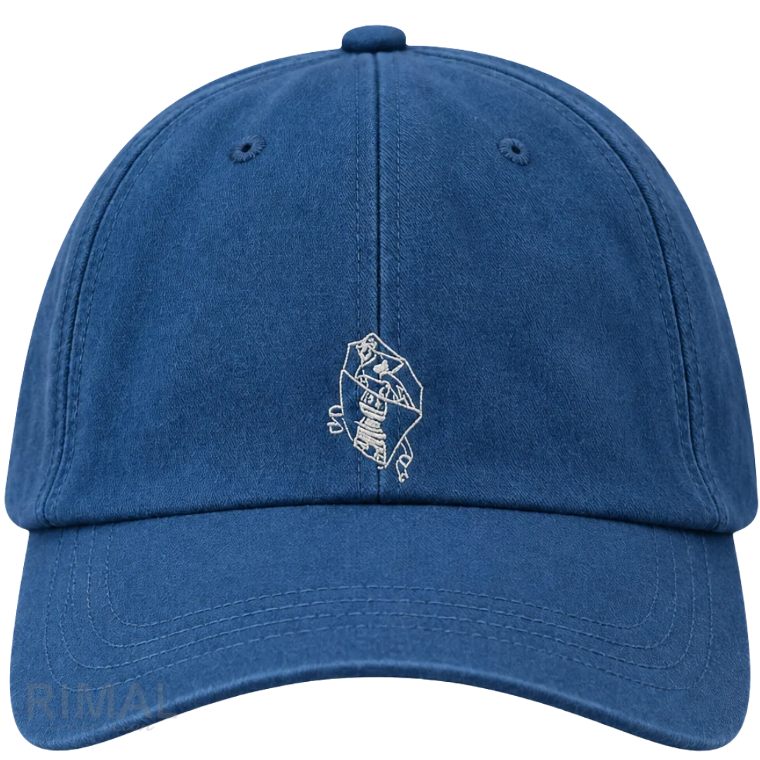 Brunello Cucinelli | Ocean Blue Cotton Embroidered Solomeo Crest Baseball Cap - View 1