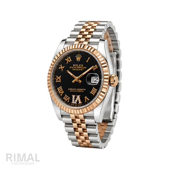 Rolex Datejust Black Diamond Dial Silver Watch - image 2