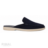 Loro Piana Suede Mules – Navy Blue