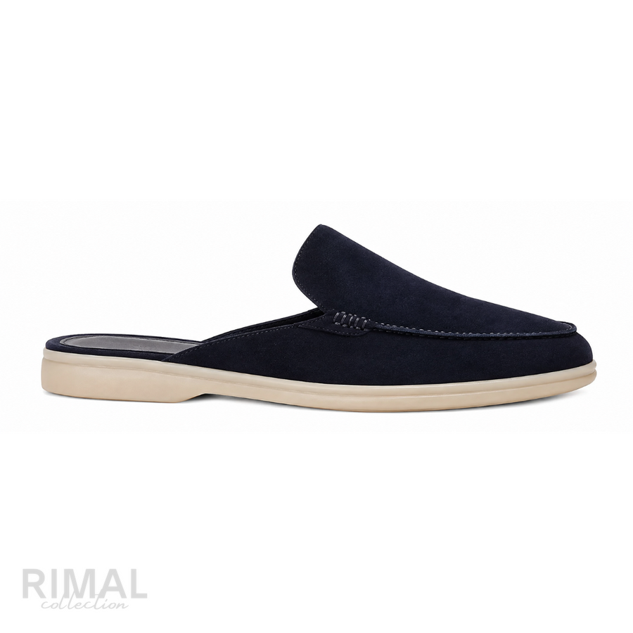 Loro Piana Suede Mules – Navy Blue