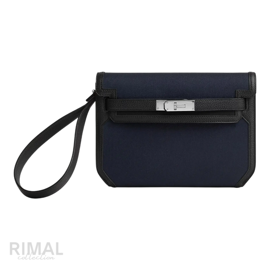 Hermès Depeche 25 Pouch – Bleu Marine / Noir - View 1