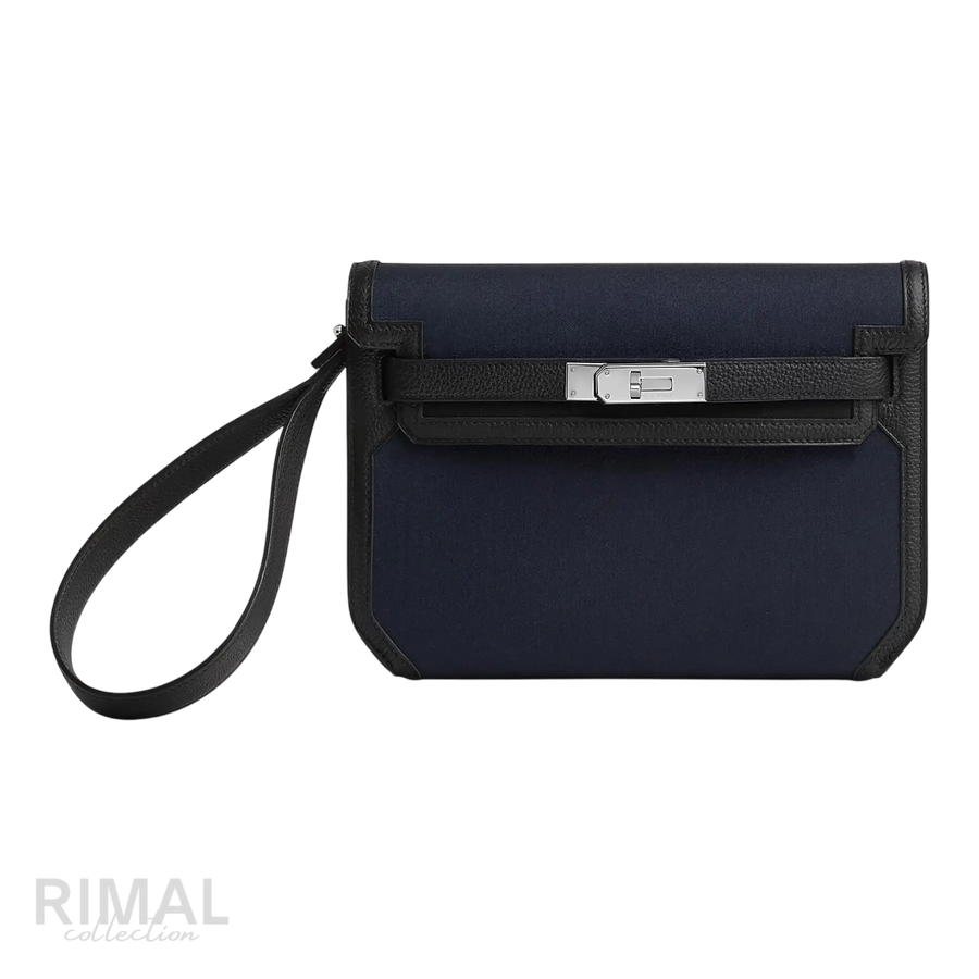 Hermès Depeche 25 Pouch – Bleu Marine / Noir