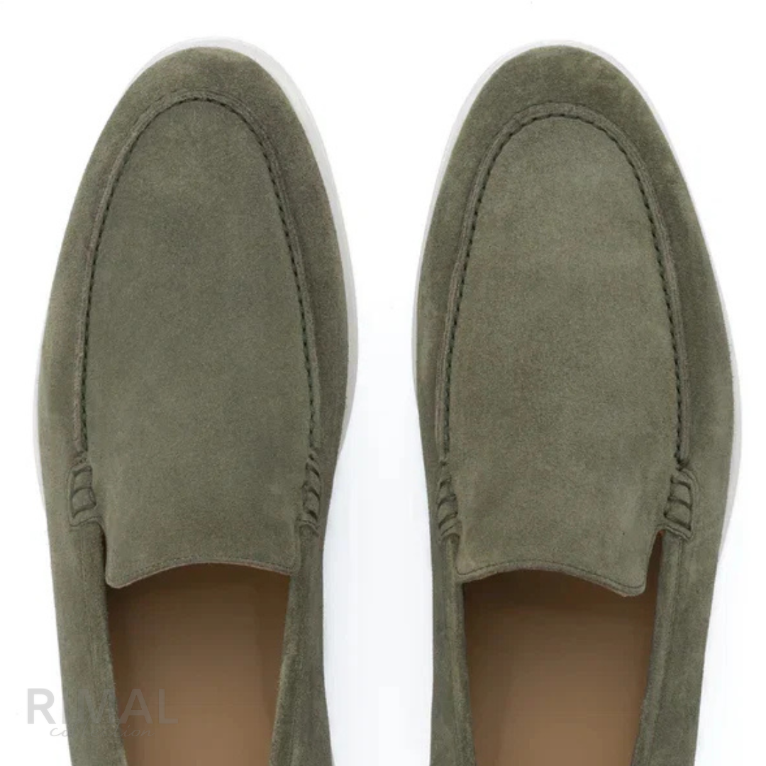 Loro Piana Summer Walk Suede Loafers – Olive Green - View 3