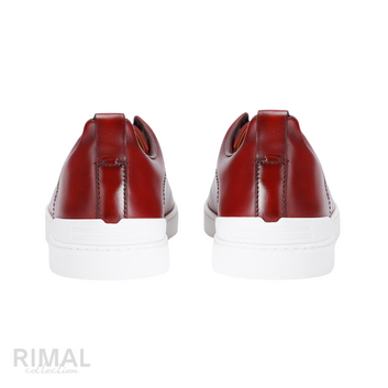 Zegna | Burgundy Leather Triple Stitch - View 2
