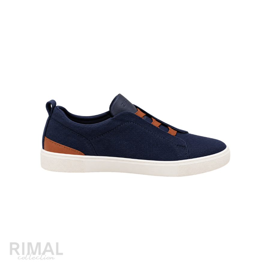 Zegna Footwear | Triple Stitch Blue/Brown