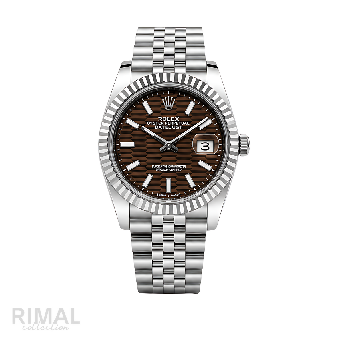 Rolex Datejust Brown Waffle Dial Silver Watch - image 1