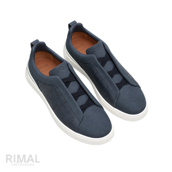 Zegna Sneakers | Crocodile Pattern Navy