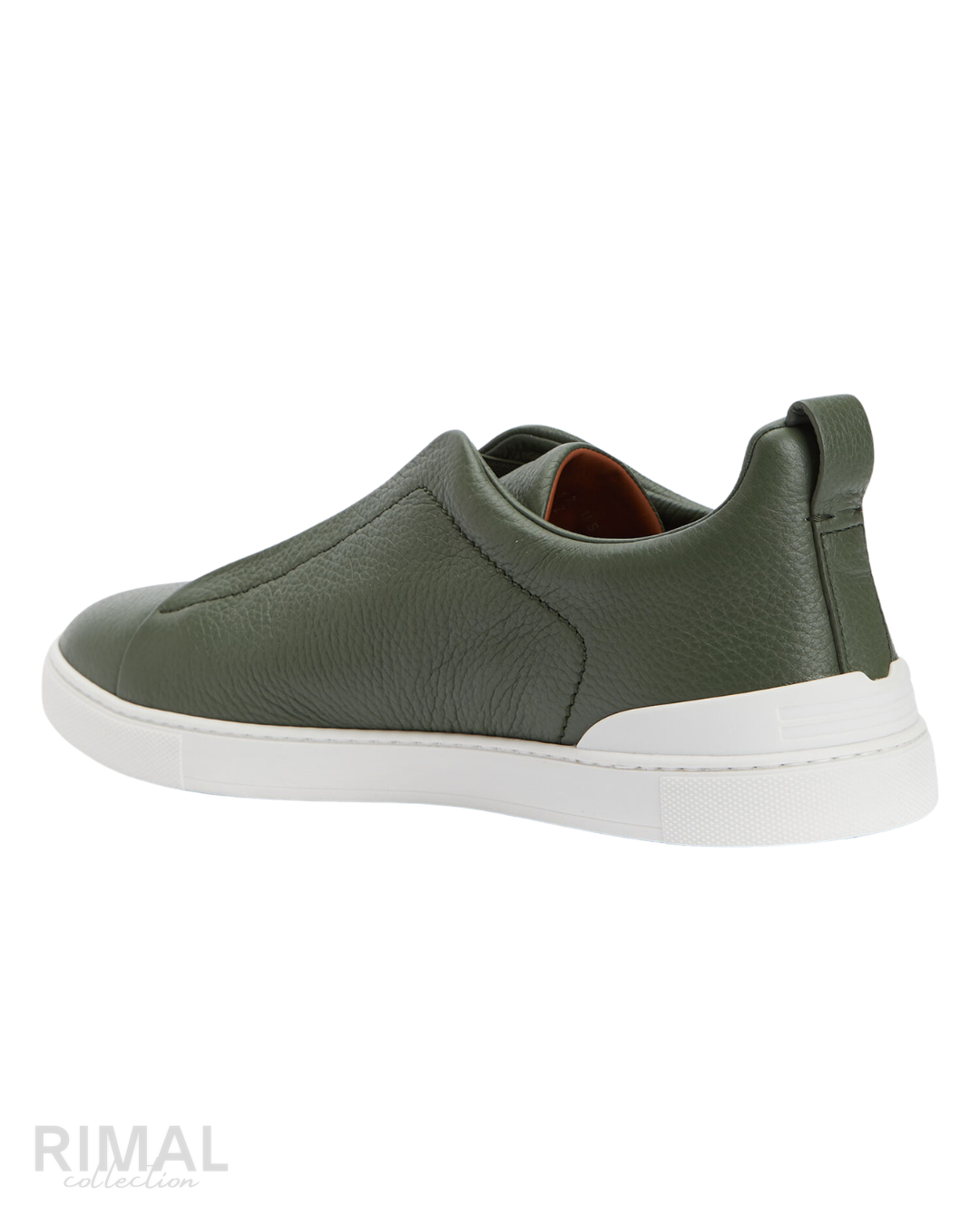 Zegna Triple Stitch Leather Sneakers – Navy & Khaki - View 4