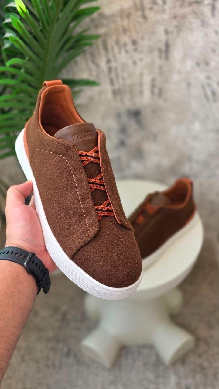 Zegna Triple Stitch Sneakers – Brown - View 2
