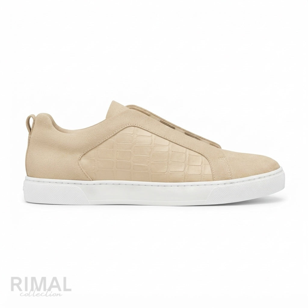 Zegna Triple Stitch Sneakers – Beige - View 1