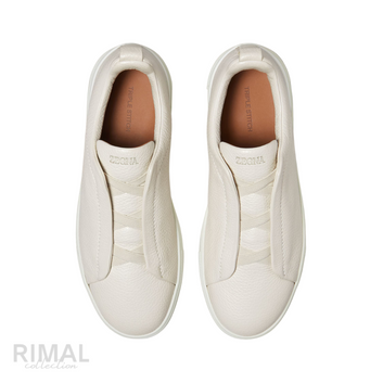 Zegna Deerskin Triple Stitch White Sneakers - View 2